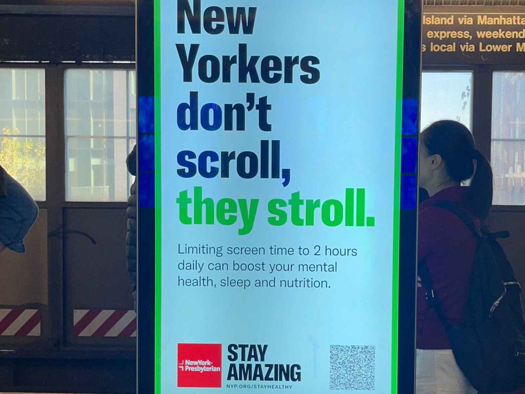 The “Stay Healthy” subway ad by the New York Presbyterian.