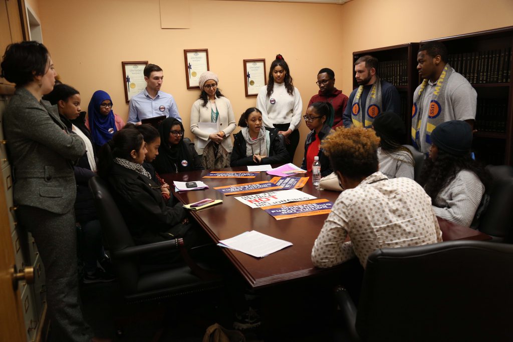 Students meet with Assembly Member Myrie Zellnor's Legislative Assistant