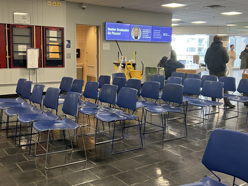 Pictured: All empty seats and no turnout for students that were expected to come and watch their future USG members debate and gain voters. 