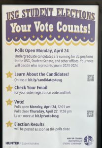  Pictured: Flyer informing students on the Undergraduate Student Government elections events. 
