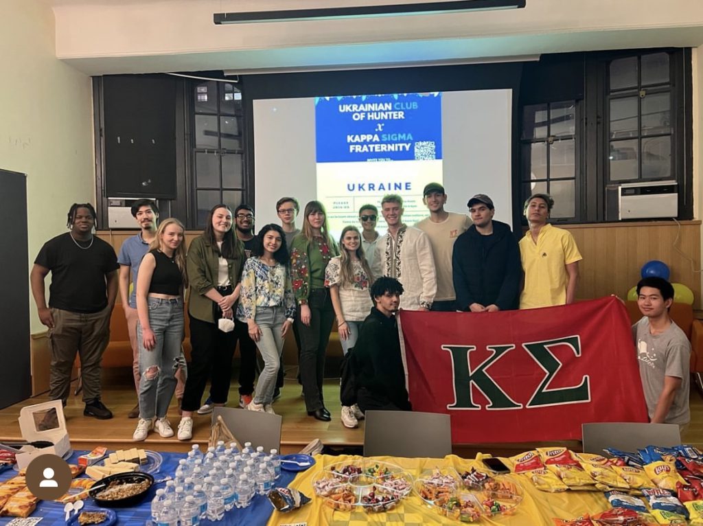 Courtesy of @kappasigmahunter: Kappa Sigma members joined the Ukrainian Club in hosting a fundraiser in November to raise $1,186 for Ukraine. 