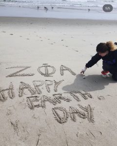 Courtesy of zetaphialpha_alpha on Instagram: Zeta Phi Alpha girls cleaned up Rockaway Beach on last month’s Earth Day. 