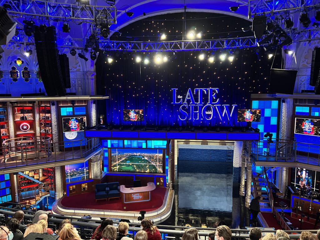 The set of “The Late Night Show” with Stephen Colbert. CUNY students have free access 
	to this show alongside other talk shows tapings like, “The View” and more. Just use the code 
CUNY when checking out on 1iota.
