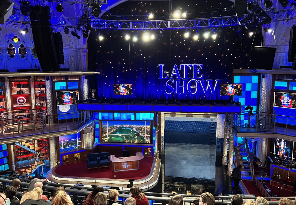 The set of “The Late Night Show” with Stephen Colbert. CUNY students have free access to this show alongside other talk shows tapings like, “The View” and more. Just use the code CUNY when checking out on 1iota. 