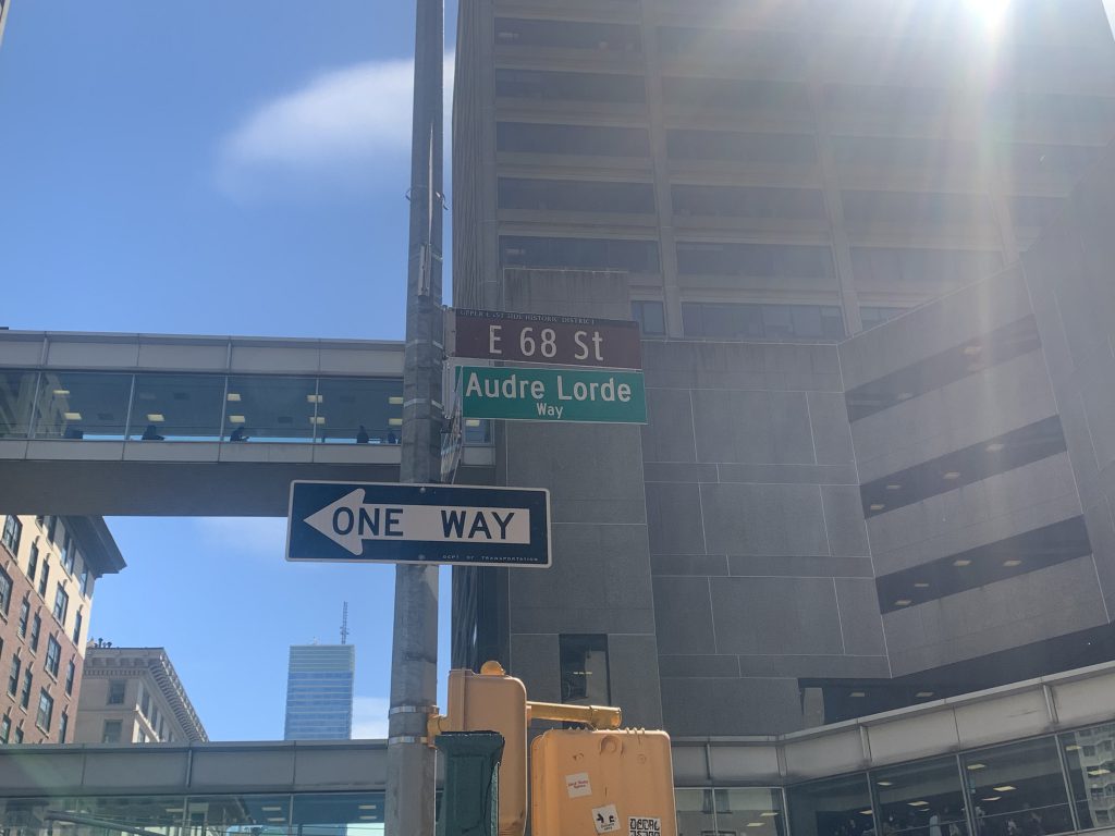 The new street-sign for Audre Lorde Way.