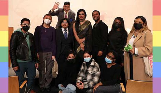 Students and speakers from the Feb. 24 2022 LGBTQ Policy Center event “The Struggle for Queer and Trans South Asian Human Rights: A Conversation with Community Leaders.” (Photo Credit: The Roosevelt House)