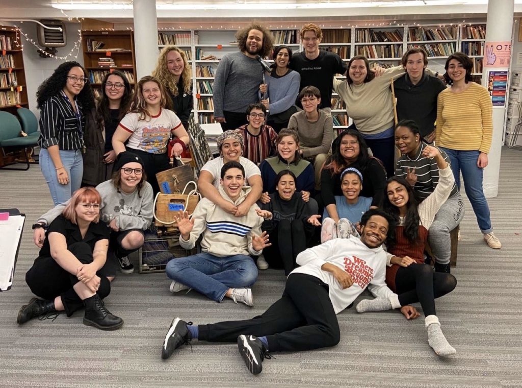 The cast and director of “Mother Courage and Her Children,” in rehearsal, weeks before their cancelation notice.